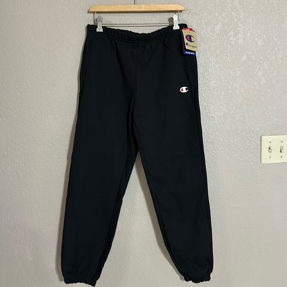 Champion black Reverse Weave Sweatpants joggers women’s size medium heavy weight - Picture 8 of 9